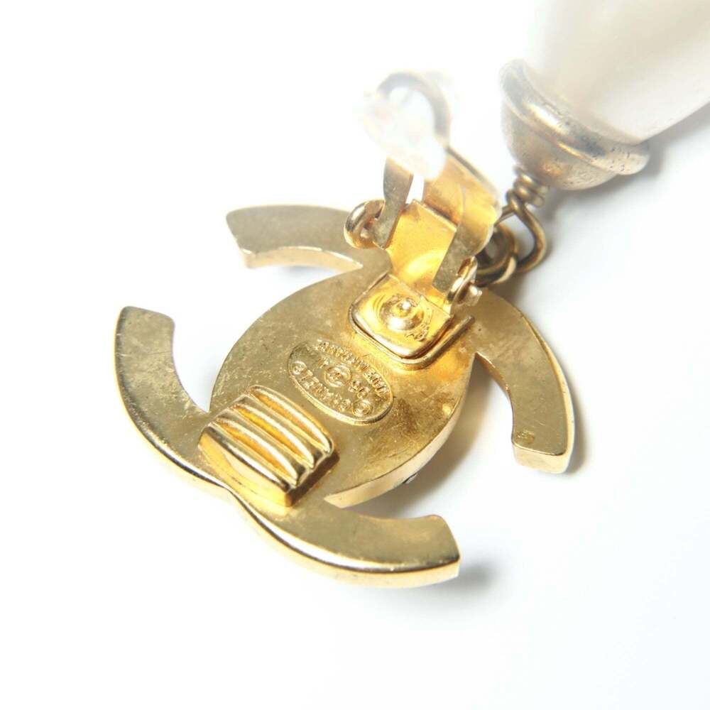 CHANEL Authentic Gold Pearl Logo Earrings - Picture 7 of 7